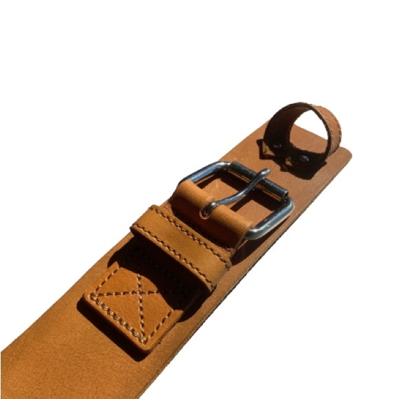 LANDS END 100% Cow Leather Canvas Cotton Adjustable Belt Size Medium - Picture 3 of 8